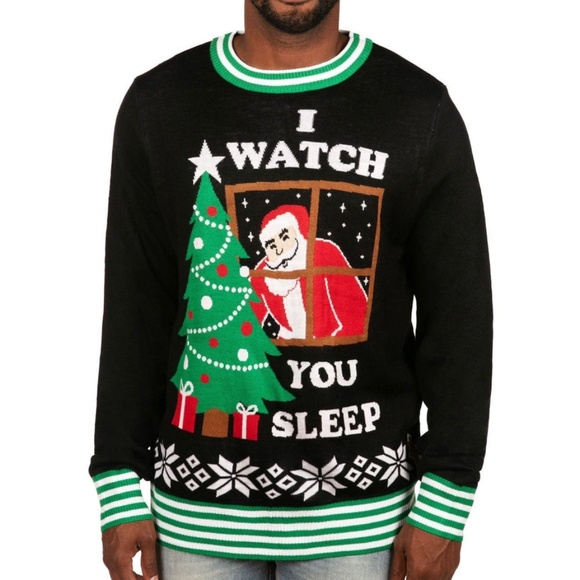 Tipsy Elves I Watch You Sleep Ugly Christmas Sweater - Picture 1 of 4